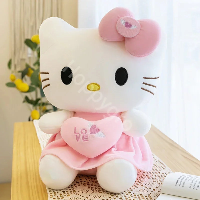 Sanrio Kitty Plush Toys Pillow 25cm Kawaii Anime KT Cat Plush Doll Soft Stuffed Cartoon Cute Pink Doll Birthday Gift For Girls