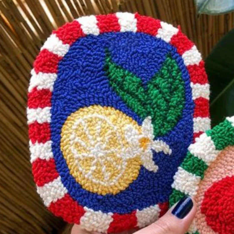 Three Dimensional Floral Punch Needle Coaster Craft Kit for Beginners Handmade Mug Rugs