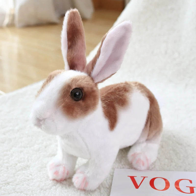 3 Colour Simulation Kawaii Realistic Rabbit Plush Toy Lifelike Animal Stuffed Doll Toys for Kids Girls Birthday Gift Room Decor