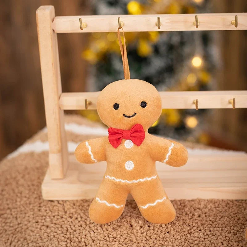 Christmas Gingerbread Man Pendant Plush Doll Car Key Chain Home Decor Toy for Kids Xmas High Quality Gift