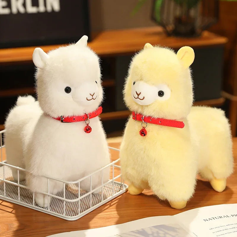 New Cute Alpaca With Bell Plush Toy Cartoon Animals Soft Stuffed Dolls HomeDecor Gift For Holiday Birthday  Good quality