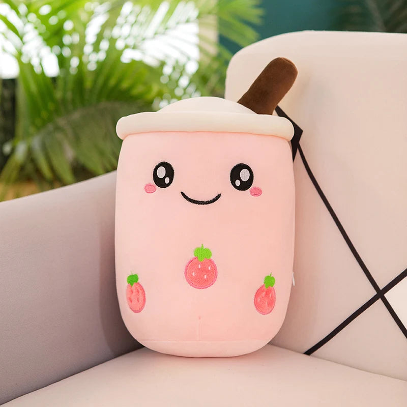 Kawaii Boba Fruit Bubble Tea All Series Cartoon Plush Toy Stuffed Animals Cute Food Milk Tea Soft Toys Room Decor Pillow Gifts