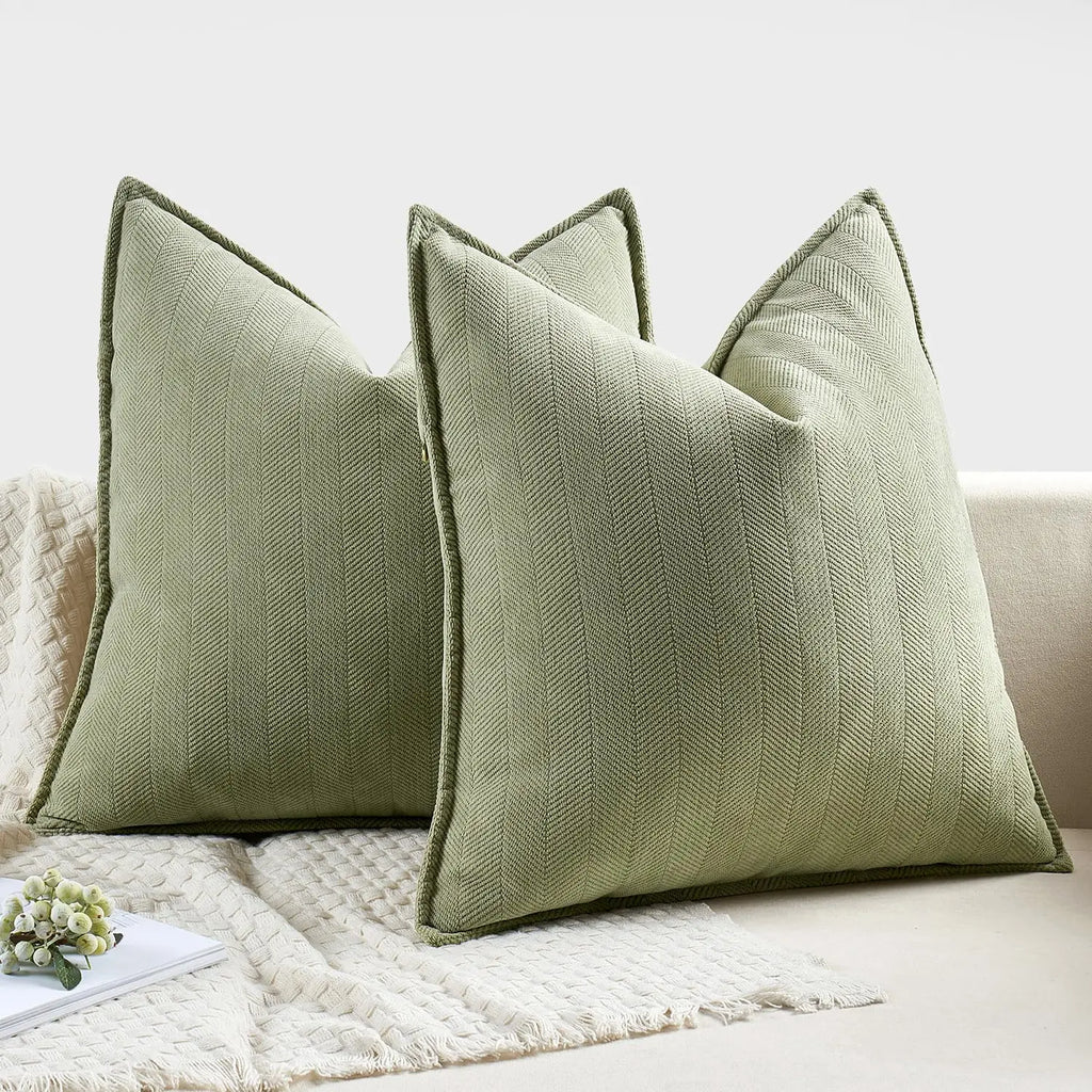 Pack of 2 Pillow Covers Soft Chenille Luxurious Couch Throw Pillows Farmhouse Cushion Covers with Elegant Design for Home Decor