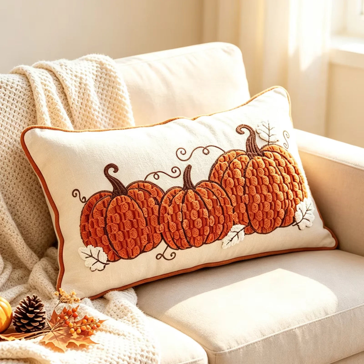 Autumn Harvest Lumbar Pillow Cover – 30 × 50 cm