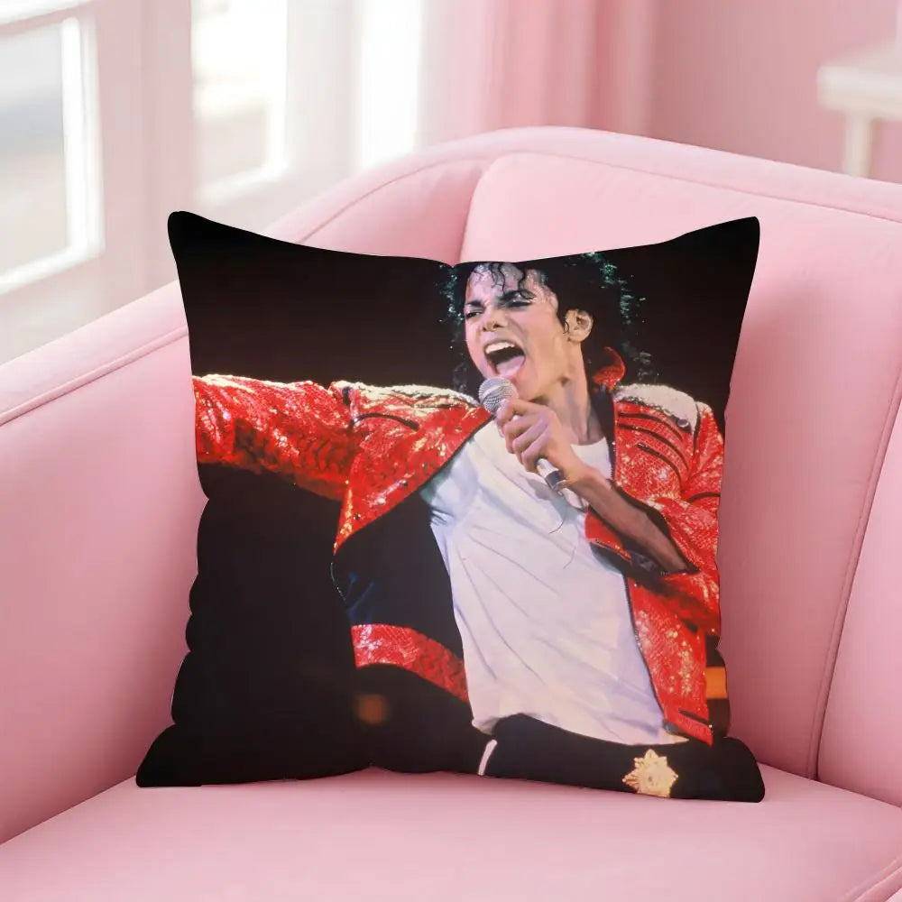 M-Michael J-Jackson Cushion Cover Linen Pillowcase Cover Soft Decor for Sofa Home Room