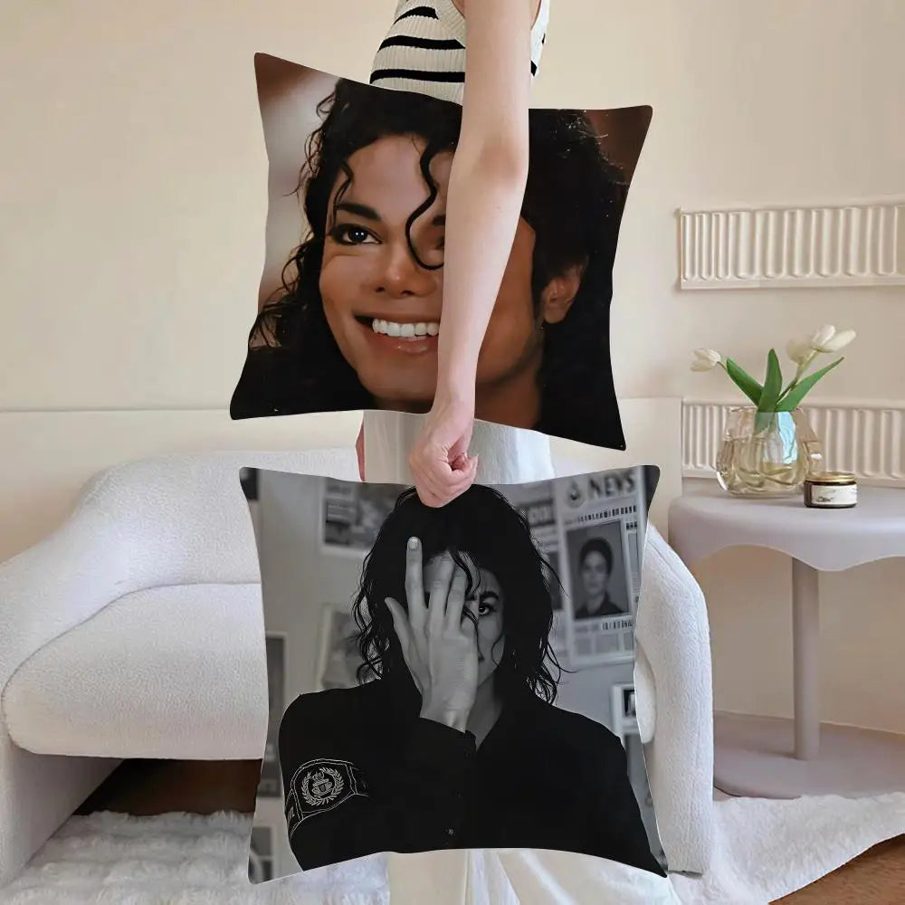 M-Michael J-Jackson Cushion Cover Linen Pillowcase Cover Soft Decor for Sofa Home Room