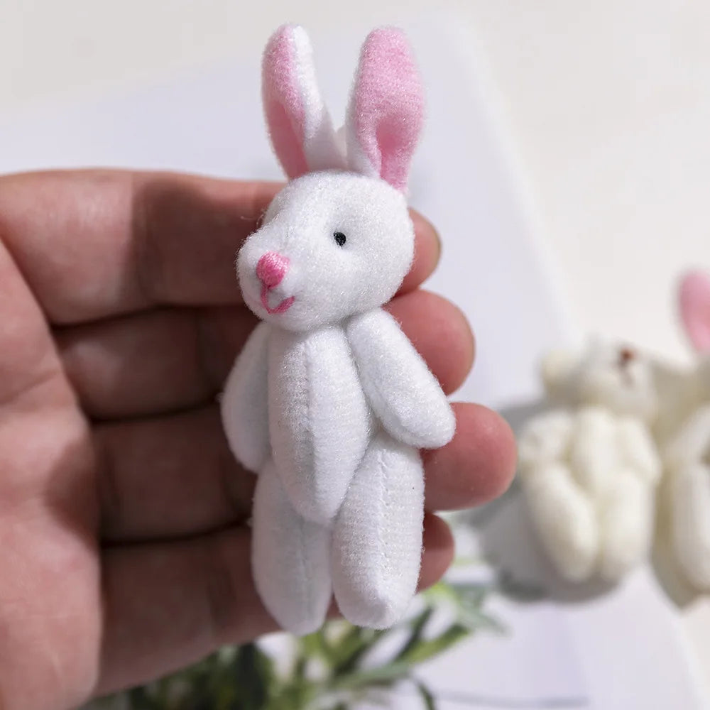 10Pc/lot 6cm Mini Joint Rabbit Soft Stuffed Plush Toy Handmade Pendant Doll Accessories Xmas Birthday Gift Party Decor