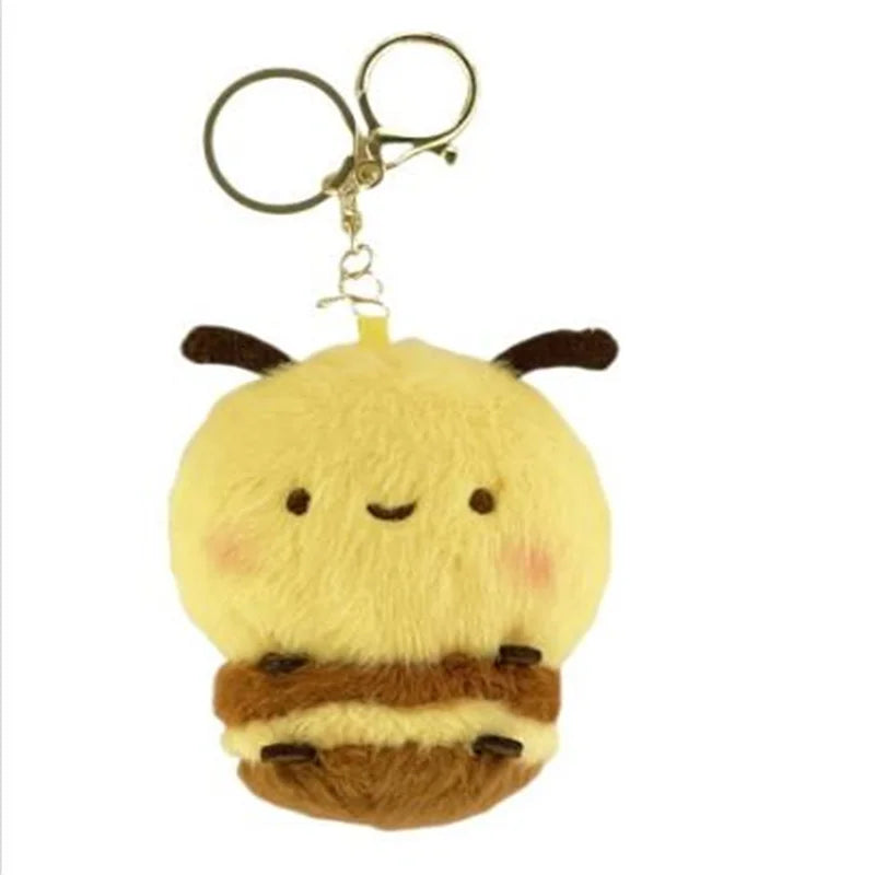 1PCS 8CM Cute Little Bee Doll Plush Toy KeychainPendant Children's Backpack Accessories Holiday Gifts