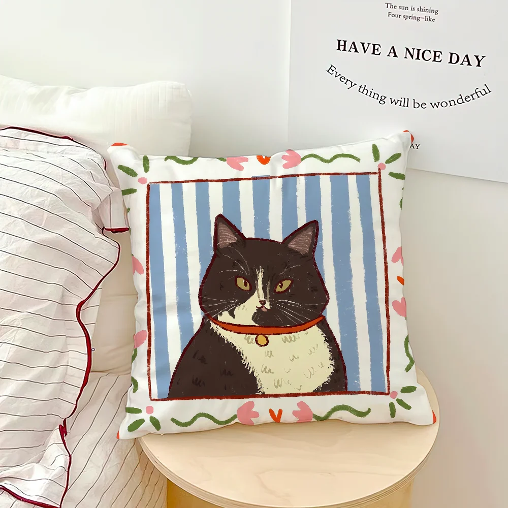 Portrait Cats & Bows Printed Pillow Cover