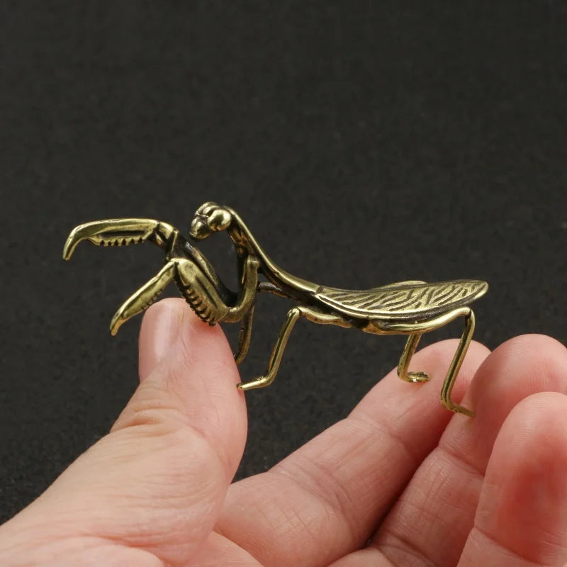 Mini Insect Desk Figurine, Gold-Tone or Black Mantis and Dragonfly Sculpture for Bookshelves, Home Office and Nature-Inspired Decor