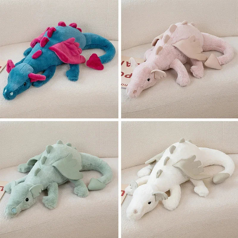 30-70cm Cartoon Hot Flying Dragon Plush Toy With Wings Blue Green White Pink Long Dragon Plush Toy Pillow Gift For Boy And Girl