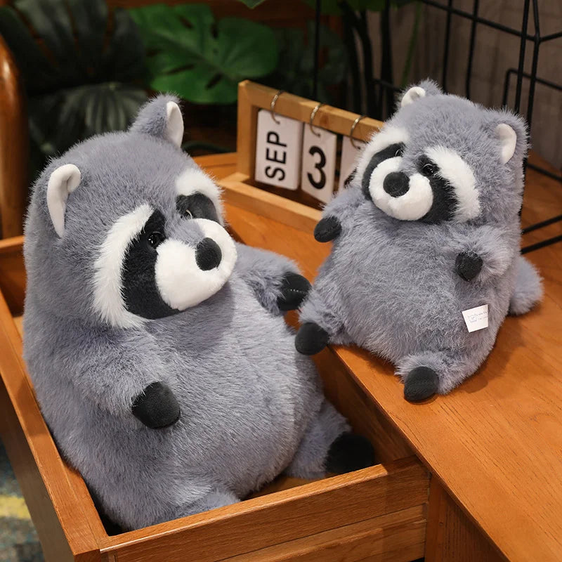 20-45cm Artificial Fat Raccoon Plush Doll Grey Round Raccoon Animal Plush Toy Super Soft Christmas Gift For Boys And Girls