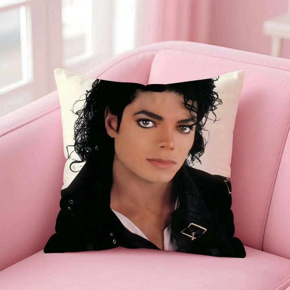 M-Michael J-Jackson Cushion Cover Linen Pillowcase Cover Soft Decor for Sofa Home Room