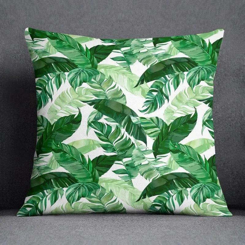 Modern Green Leaf Series Double Sided Pillowcase, Nature Style Decorative Cushion Cover for Sofa, Insert Not Included