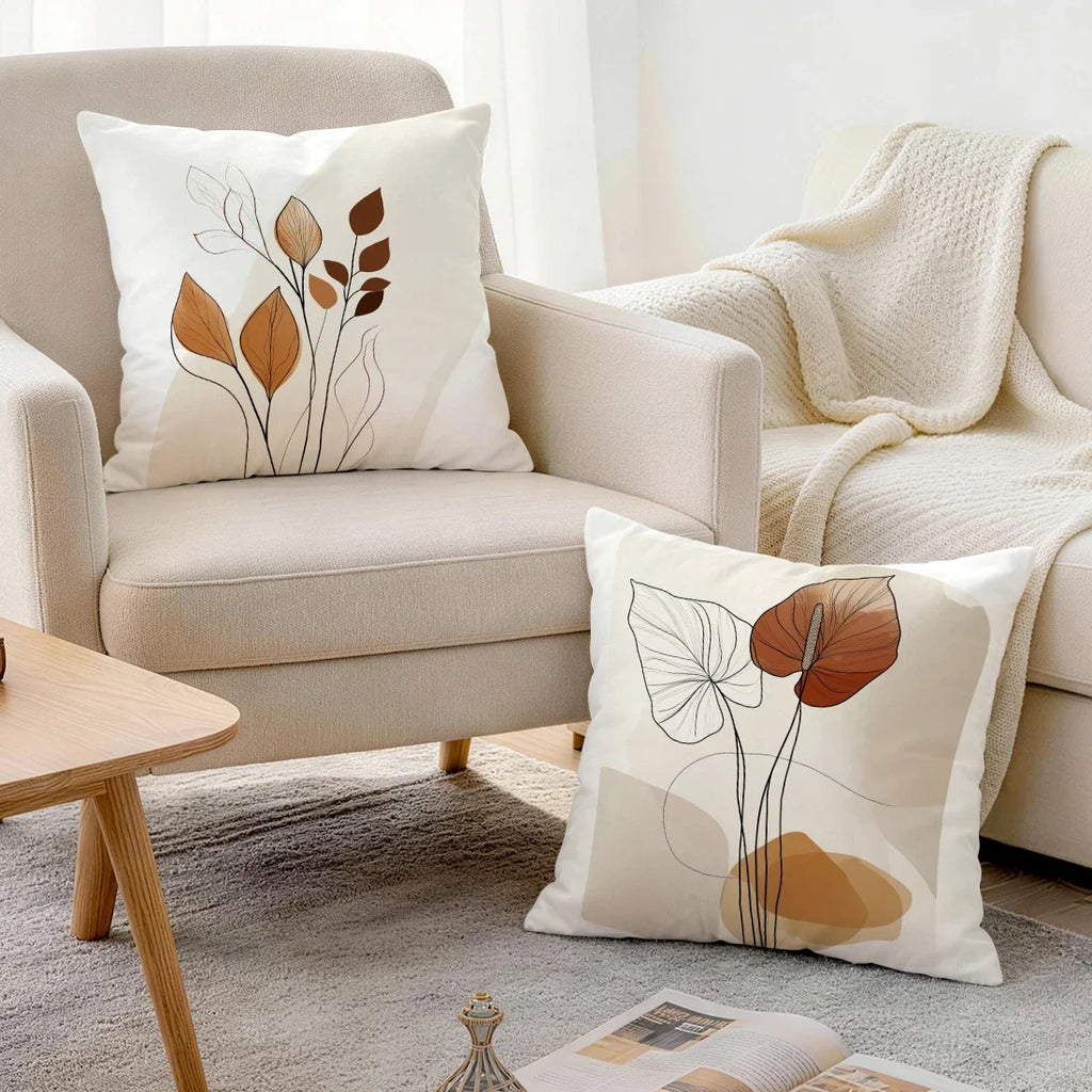 Earthline Abstract Botanical Pillow Covers – Set of 4