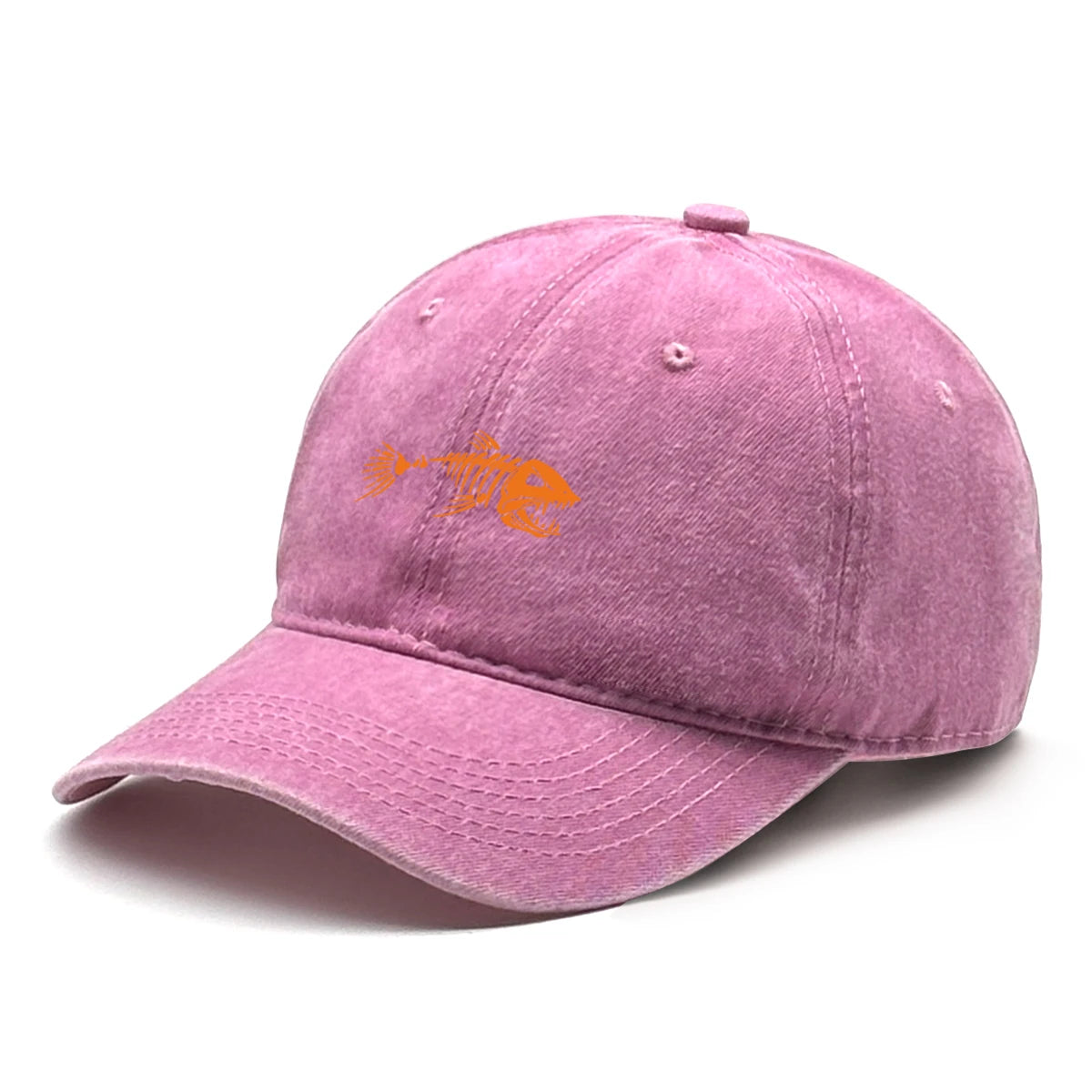 Vintage Washed Fish Skeleton Baseball Cap | Distressed Unisex Snapback Trucker Hat