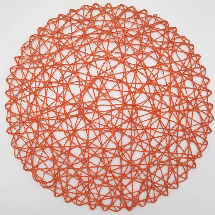 Round Woven Paper Placemats Set of 6, 38 cm Boho Dining Table Mats in Colorful Options for Gatherings and Everyday Decor