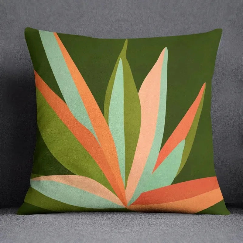 Modern Green Leaf Series Double Sided Pillowcase, Nature Style Decorative Cushion Cover for Sofa, Insert Not Included