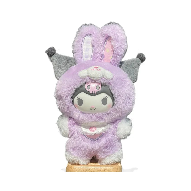 New Hello Kitty Sanrio Family Dress up Elf Rabbit Vinyl Face Plush Doll Pendant for Girls Keychain Doll Gift