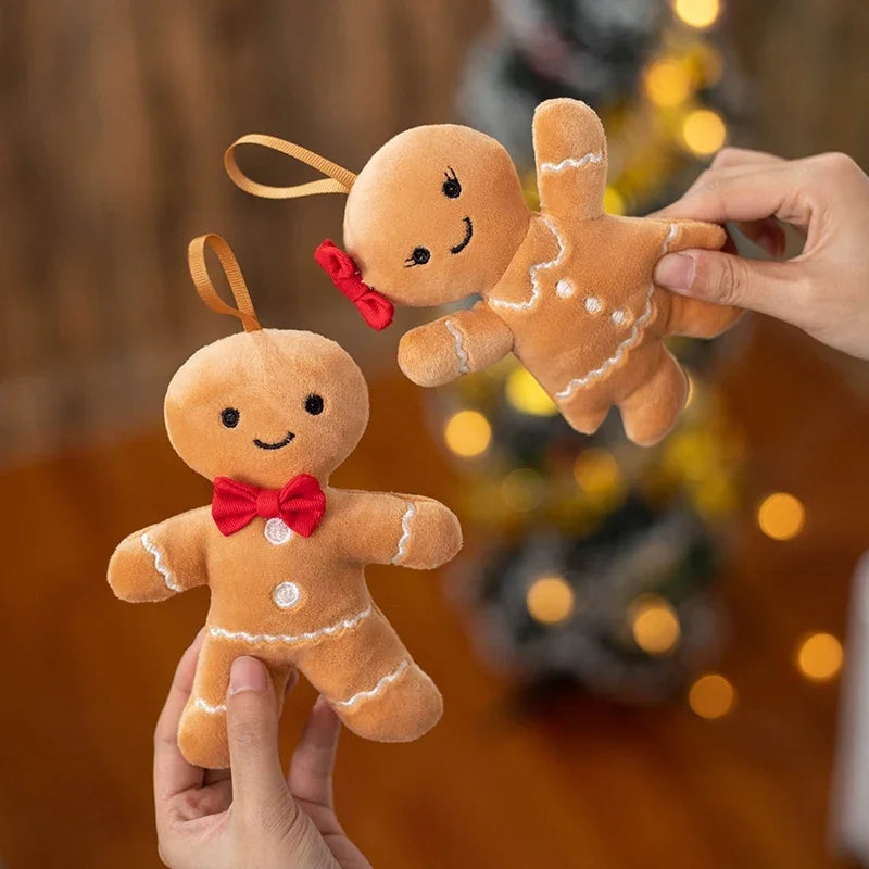 Christmas Gingerbread Man Pendant Plush Doll Car Key Chain Home Decor Toy for Kids Xmas High Quality Gift