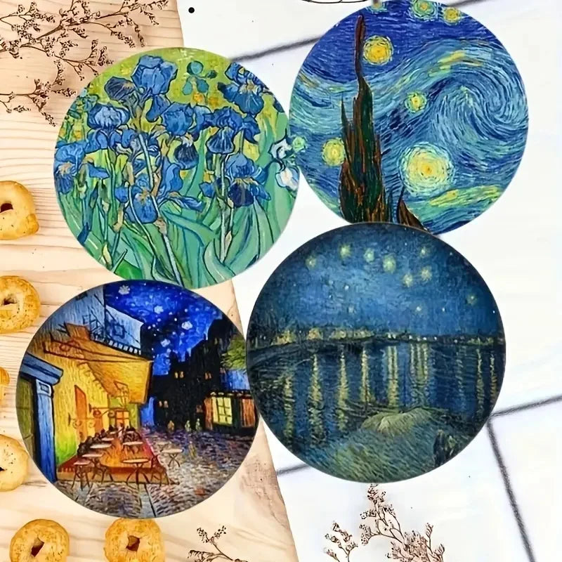 Whimsical Floral Wooden Drink Coaster Set of 6 for Coffee Tables Colorful Kitchen Decor and Gift Giving