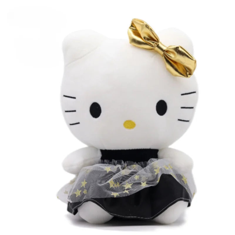 22cm Anime Sanrio Kuromi Plush Toys Kawaii Gold Black KT Cat Stuffed Dolls Soft Throw Pillow Birthday Party Gift For Girl