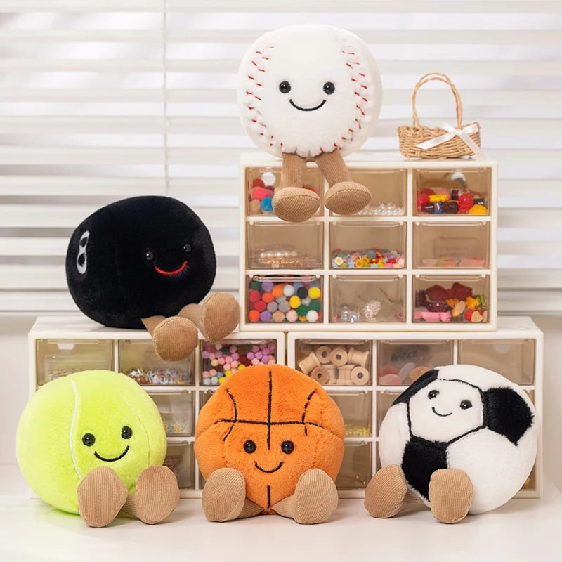 Adorable Basketball Football Tennis Baseball Billiards Plush Toys Soft Stuffed Balls Pillow Christmas Birthday Presents for Boys