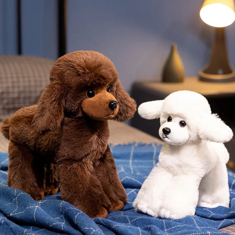 Simulation Poodle Dog Doll Lifelike Teddy Puppy Stuffed Plush Toys Handmade Realistic Animal Model Creative Gifts Present