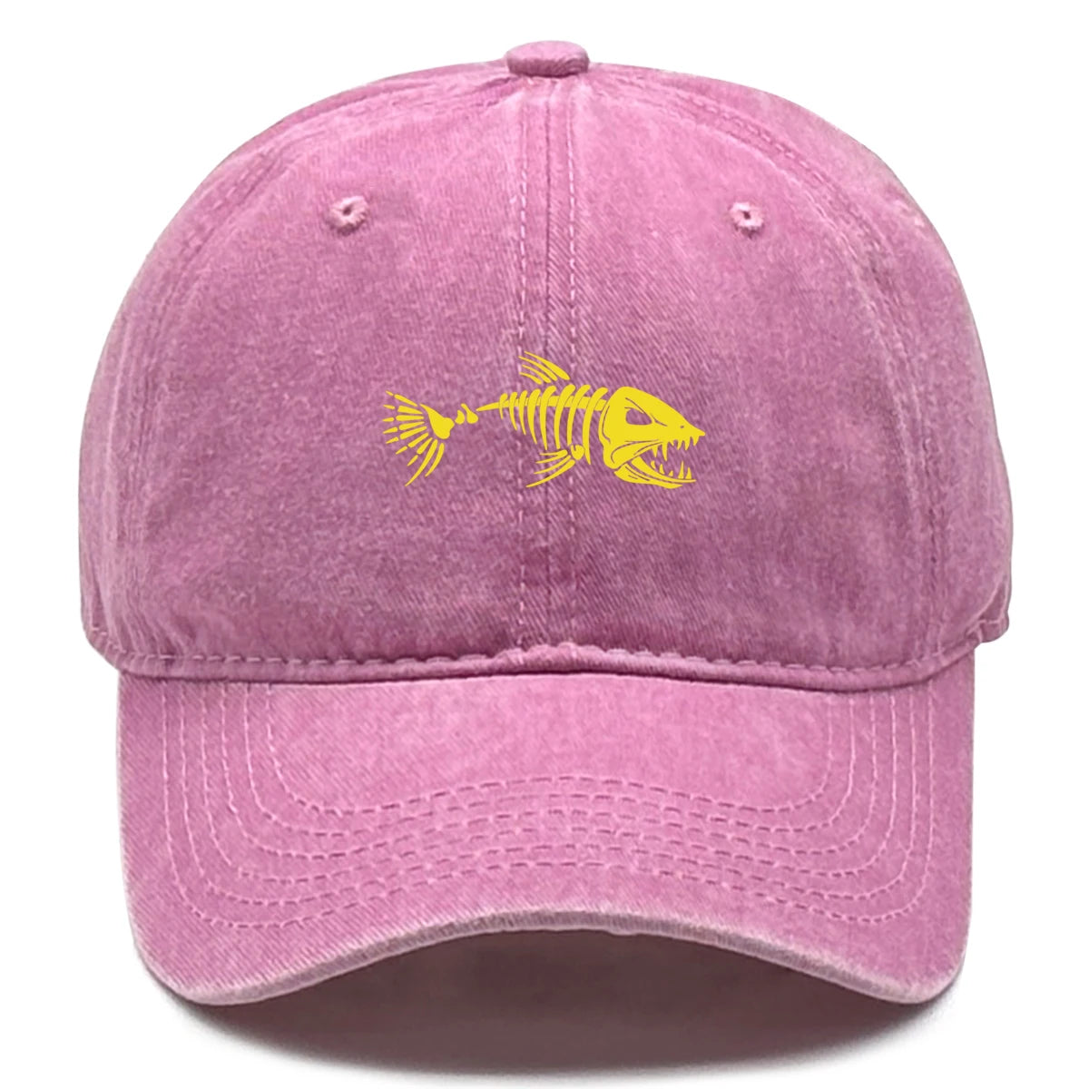 Vintage Washed Fish Skeleton Baseball Cap | Distressed Unisex Snapback Trucker Hat