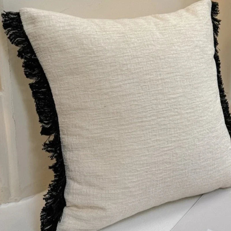 Monochrome Safari Embroidered Chenille Pillow Cover – 45 × 45 cm