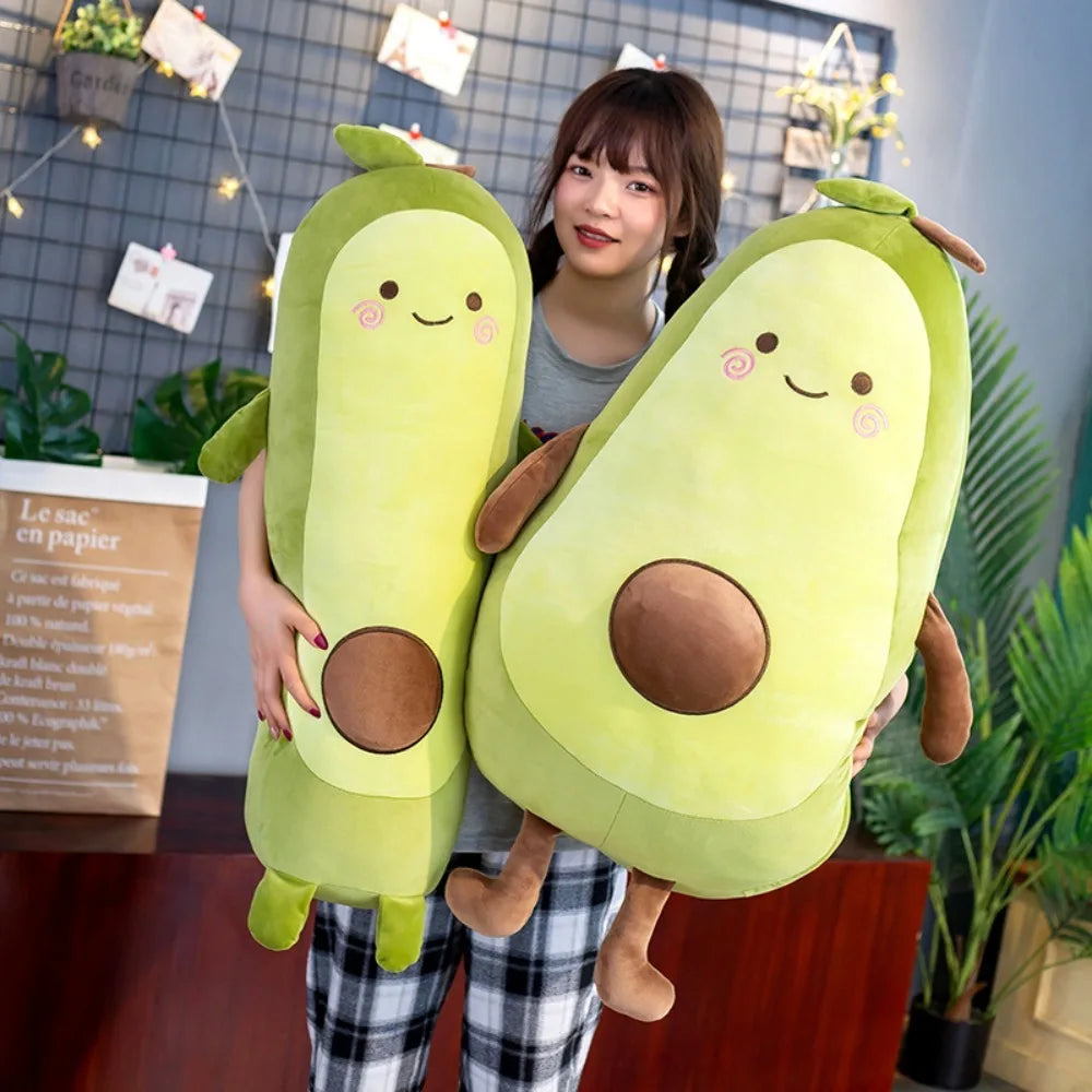Adorable Kawaii Stuffed Avocado Doll - Giant Green Plush Toy, Ideal Big Sleeping Pillow & Cute Birthday Gift for Girls