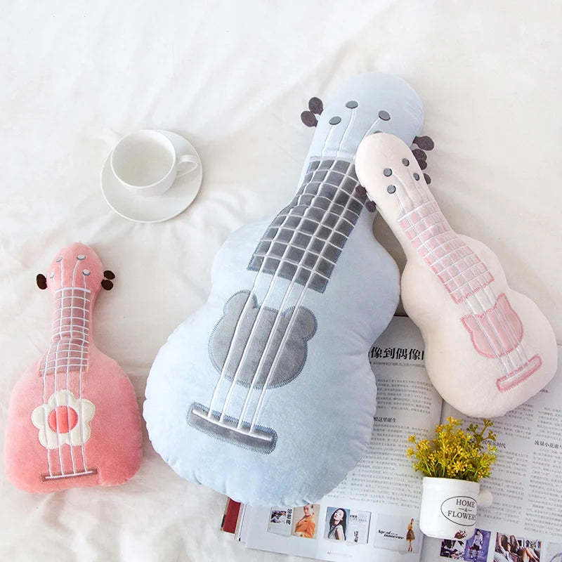 Lifelike Guitar Pillow Stuffed Musical Instrument Plush Backrest Cushion Home Decoration Cool Birthday Gift For Boys And Girls