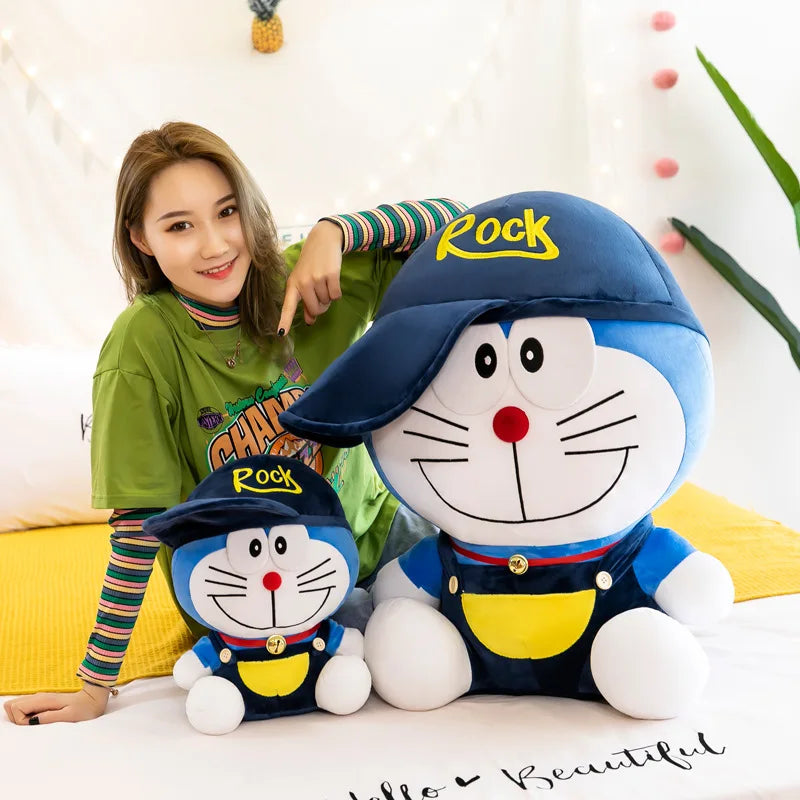 Kawaii 30cm Cute Doraemon Doll Plush Toy with Hat Blue Fat Doll Room Ornaments Girl Birthday Gift Christmas Gift