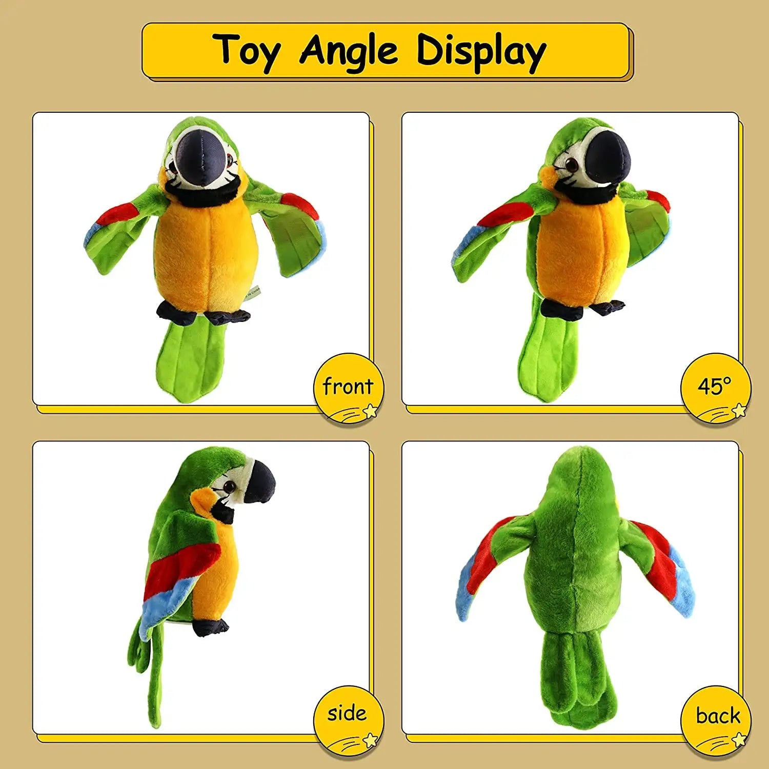 Talking Macaw Parrot Repeat What You Say Stuffed Animal Plush Toy Electronic Record Animated Bird Speaking Parrot Pet Plush Toys