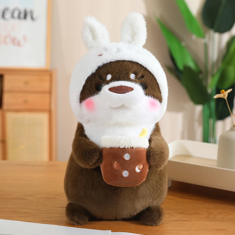 Kawaii Otter Plush Toy Lovely Otter Turn to Dinosaur Rabbit Unicorn Stuffed Doll Soft Cartoon Animal Pillow Birthday Gift