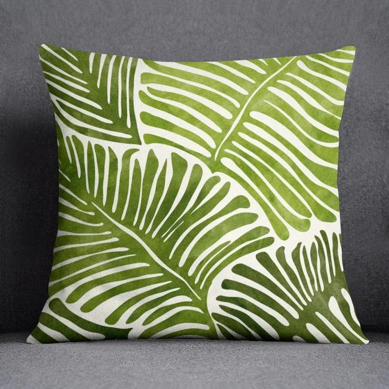 Modern Green Leaf Series Double Sided Pillowcase, Nature Style Decorative Cushion Cover for Sofa, Insert Not Included