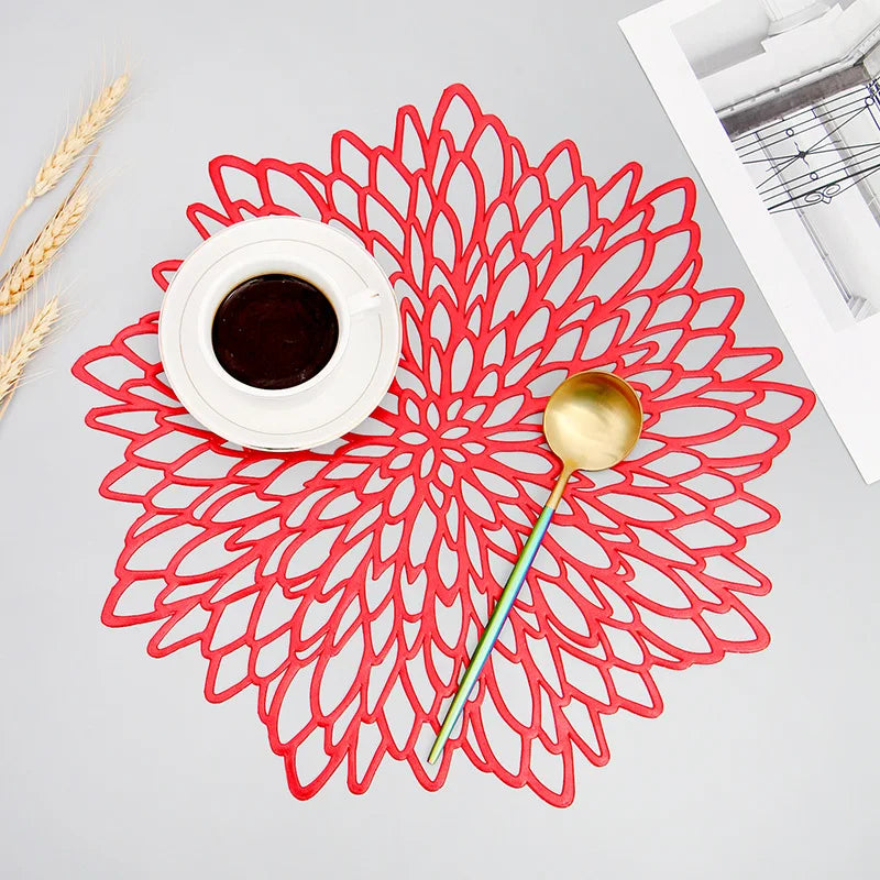 Hibiscus Flower PVC Drink Coaster for Coffee Tables Kitchen Decor and Everyday Entertaining