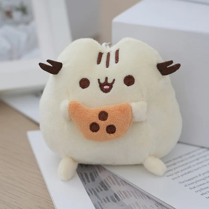 JELLY SIGHT Adorable Food - Loving Plush Chubby Cat Keychains Set, Soft PP Cotton Filled, for All Ages