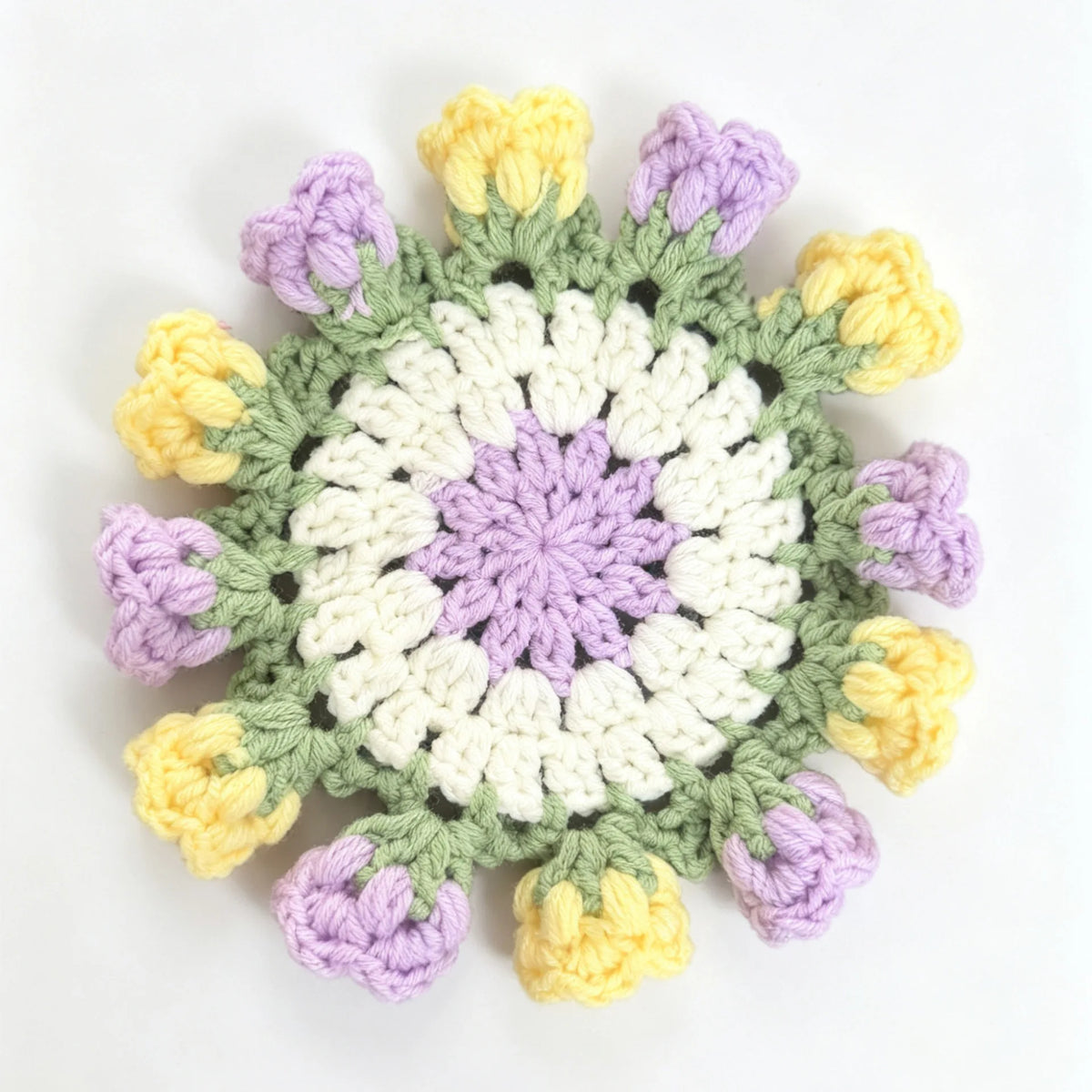 Bellflower Crochet Style Drink Coaster for Coffee Tables Kitchen Decor and Thoughtful Gifts