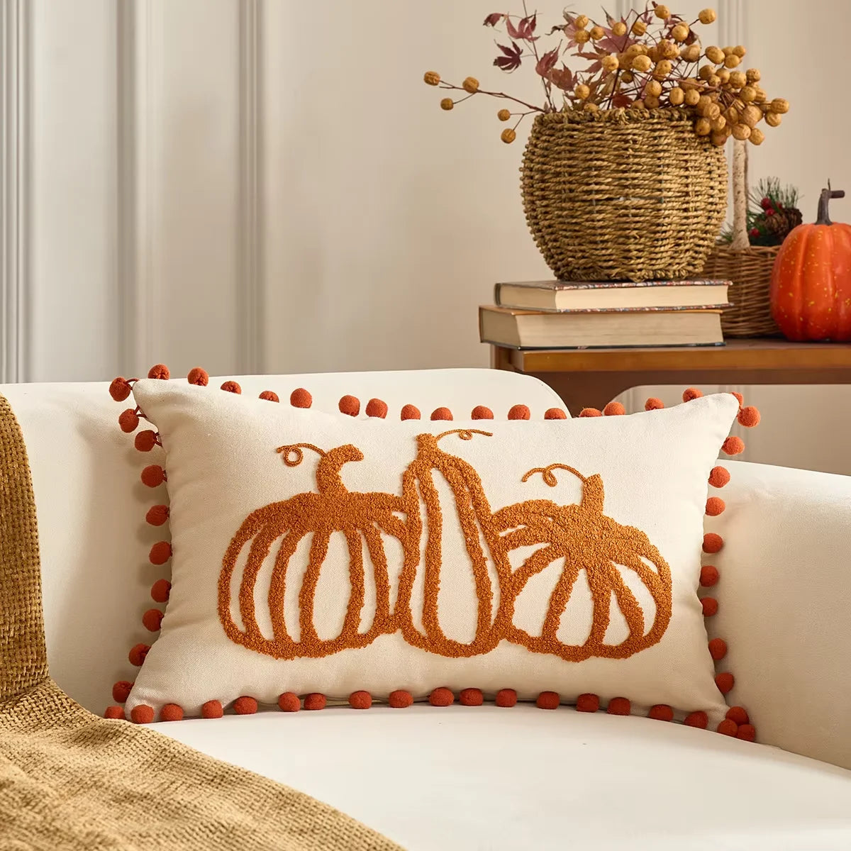 Autumn Harvest Lumbar Pillow Cover – 30 × 50 cm