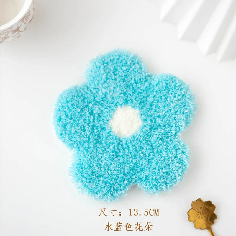 Floral Punch Needle Coaster Craft Kit for Beginners Handmade Embroidered Mug Rugs and Gifts