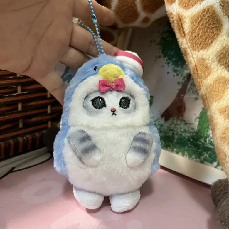 “12cm Sanrio-Style Transforming Cat Plush Toys - Cute Costume Cat Stuffed Animals, Mini Plush Keychain/Backpack Pendant for Kids & Kawaii Lovers”