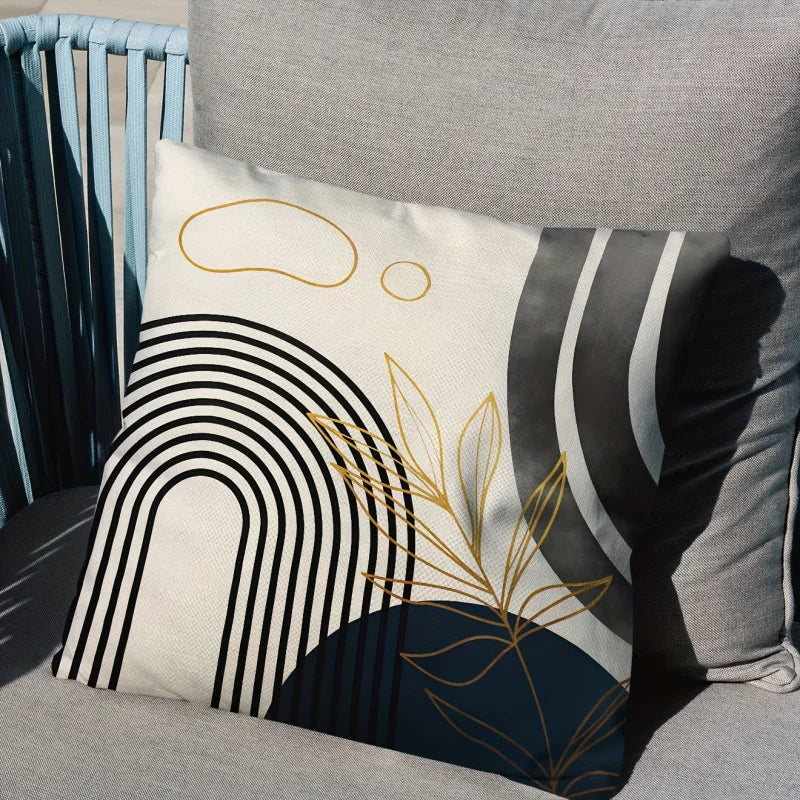 VIKAMA 4-Piece Blue And Gray Bohemian Pillowcases Mid-Century Modern Minimalist Decor For Living Room Seating