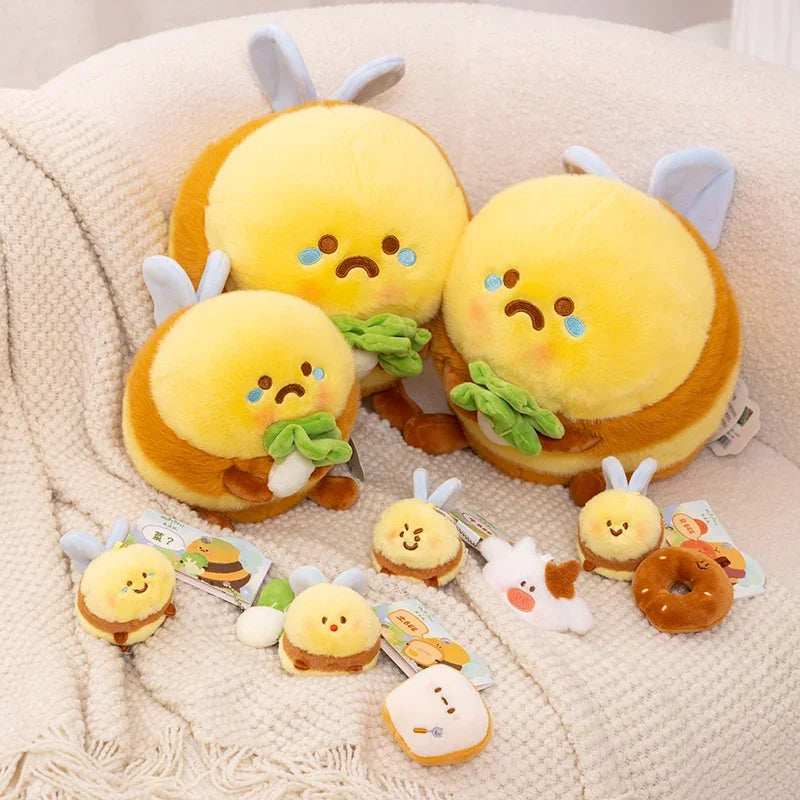 Cartoon Cai Bee Plush Toys Pendant Stuffed Tu Bee Plush Toys Super Soft Vegetable Cabbage Doll Sleep Pillow Birthday Gifts