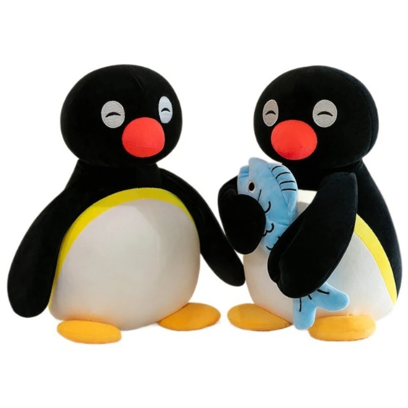 Cute Penguin Plush Toy Creative Cartoon Anime Plushie Stuffted Doll Birthday Gifts for Women Kawaii Fish-hugging Penguin Doll