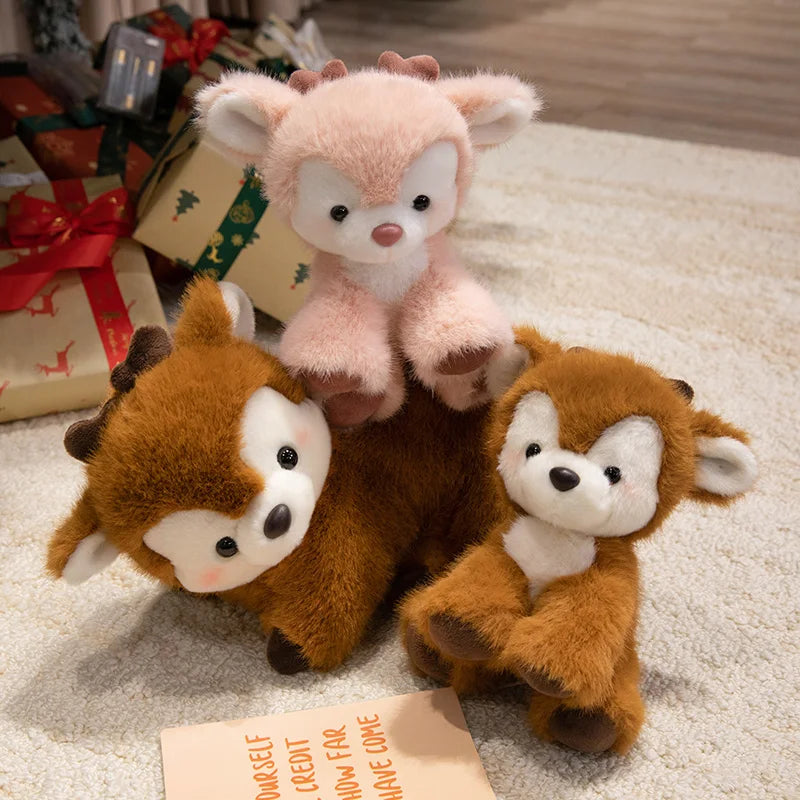 16/30cm Adorable Well-behaved Lie Prone Deer Plush Toys Lovely ‌Fallow Deer Stuffed Soft Desktop Pets Girls Boys Birthday Gifts