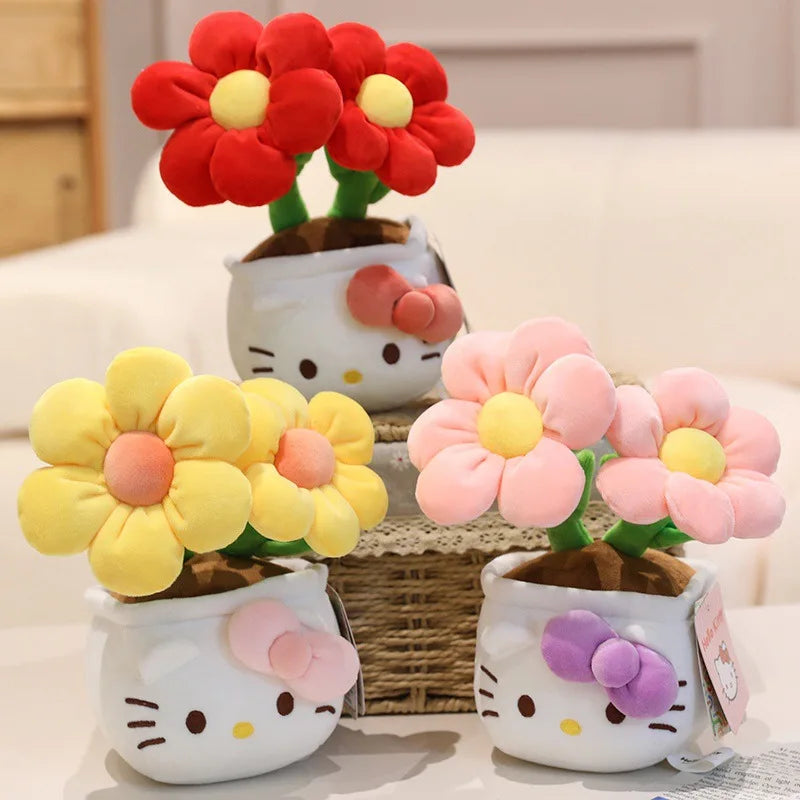 23CM Hello Kitty Plush Toys Soft Stuffed Animals Flower Bouquets Christmas Birthday Christmas Graduation Gifts