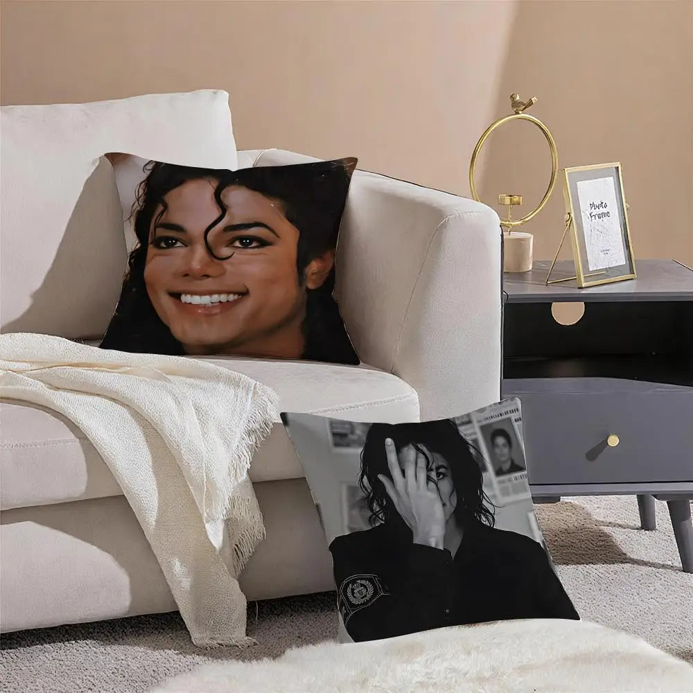 M-Michael J-Jackson Cushion Cover Linen Pillowcase Cover Soft Decor for Sofa Home Room