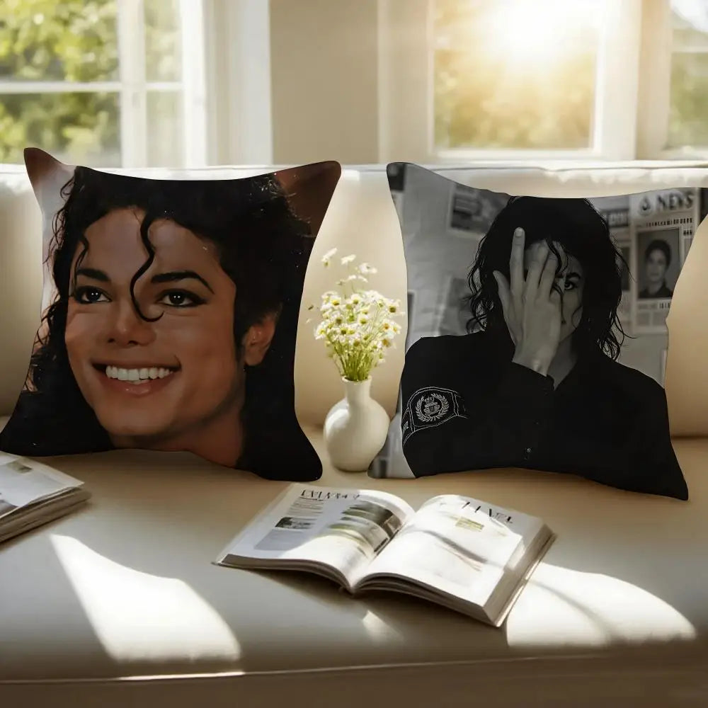 M-Michael J-Jackson Cushion Cover Linen Pillowcase Cover Soft Decor for Sofa Home Room
