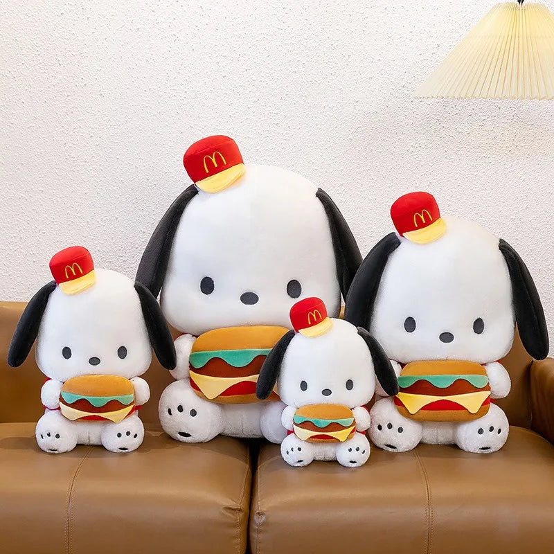 34cm Sanrio Burger Pacha Dog Doll Plush Toy Scratchy Doll Doll Throw Pillow Accompanying Cute Girl's Birthday Gift
